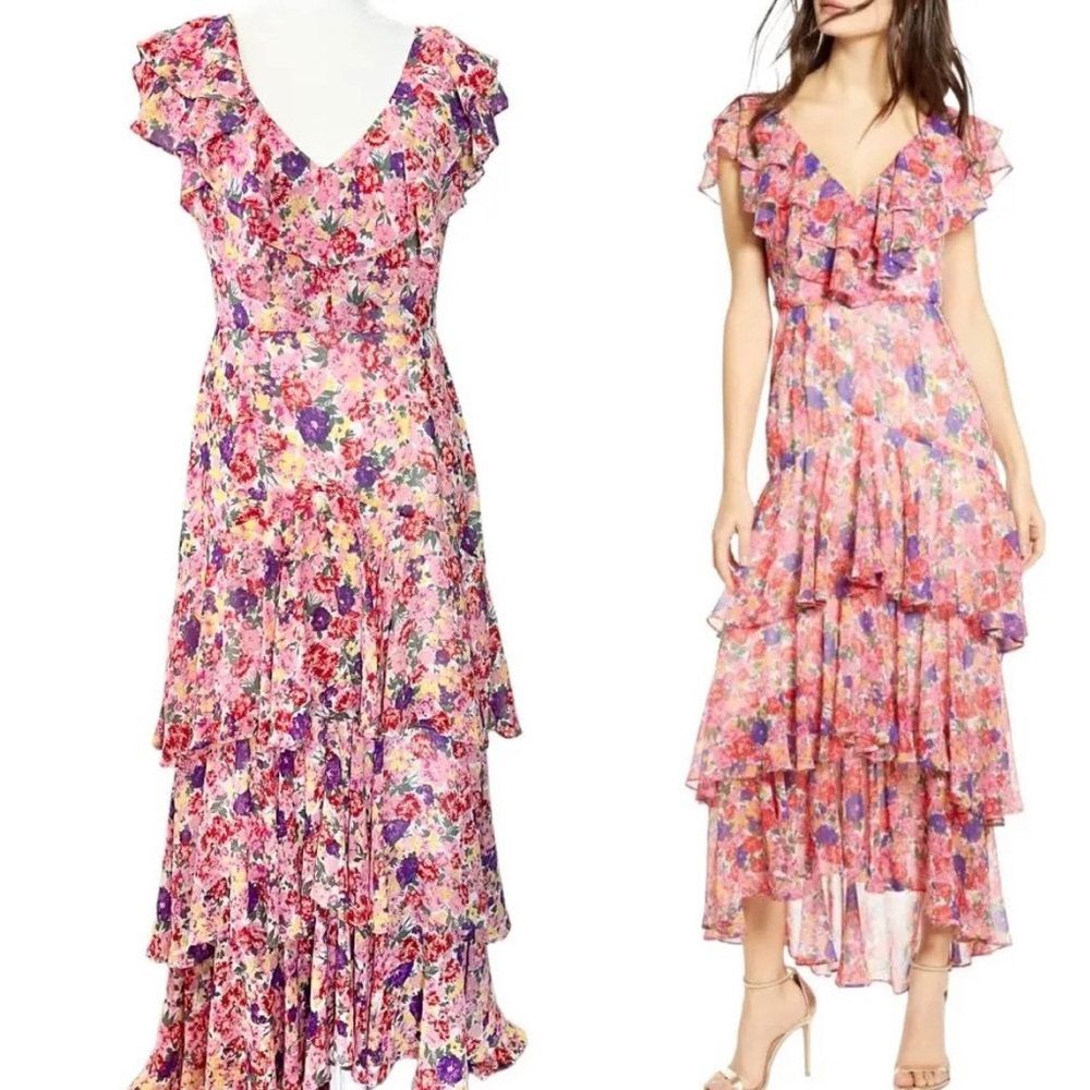 Wayf Chelsea Tiered Ruffle Maxi Dress, size M